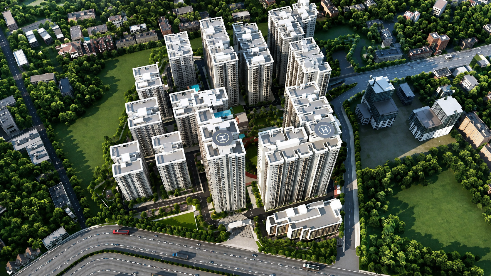 SMR Everest luxury towers aerial view